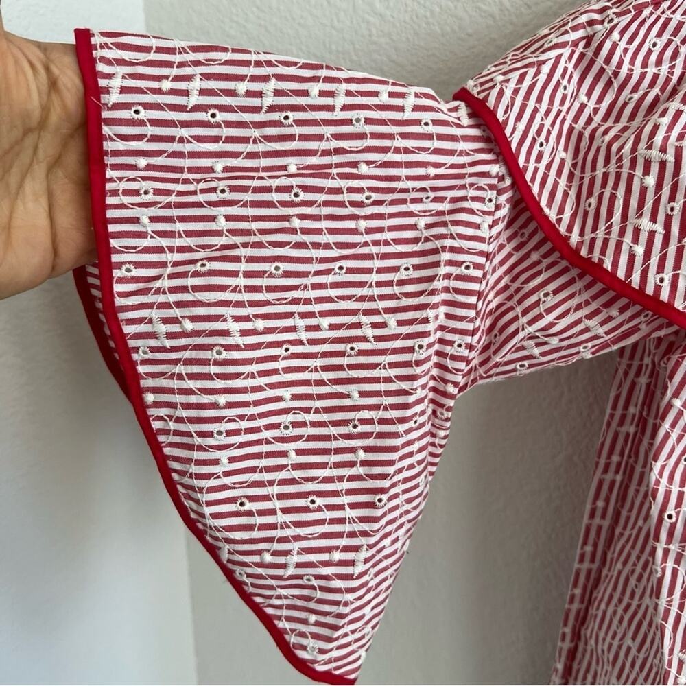 Zara Basic Collection Striped Red White Floral Em… - image 7